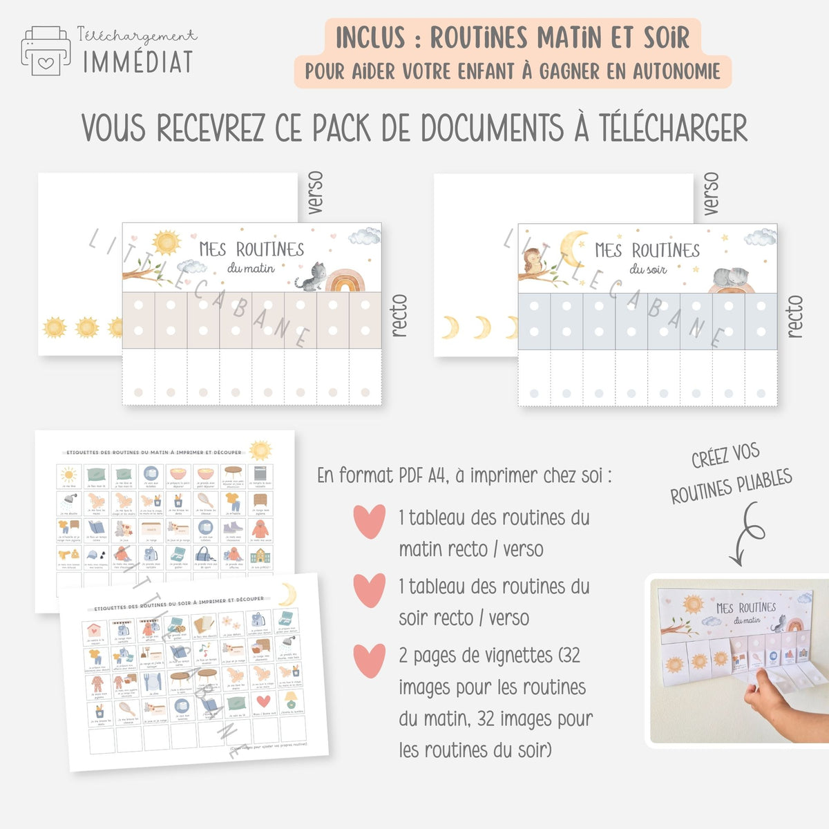 PACK Semainier enfant maternelle, Planning semaine, Routine, Frise du temps, Tableaux de progrès