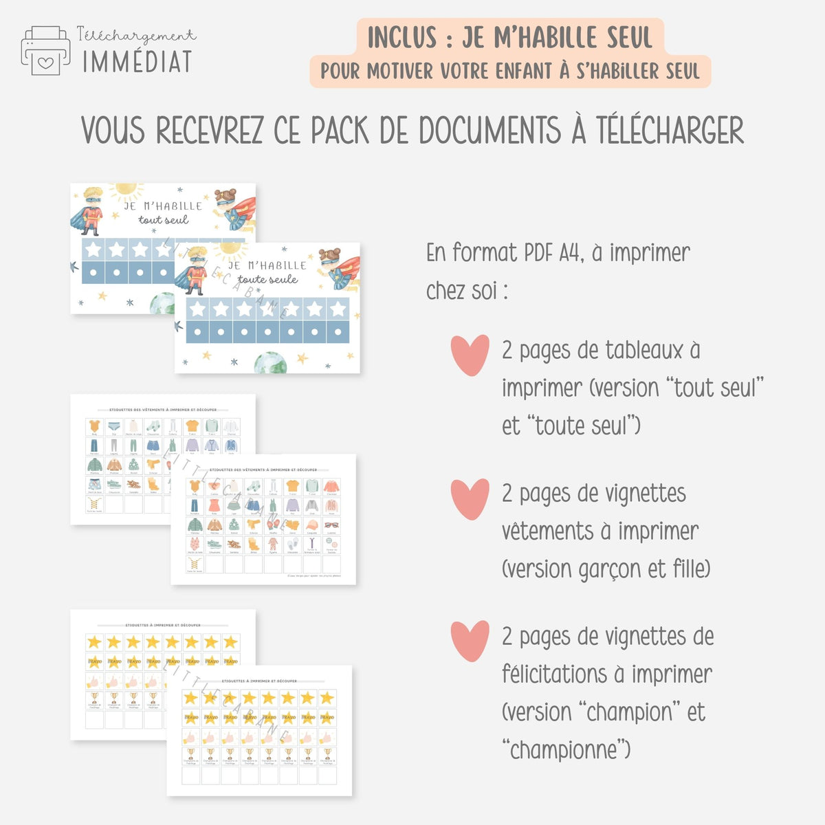 PACK Semainier enfant maternelle, Planning semaine, Routine, Frise du temps, Tableaux de progrès