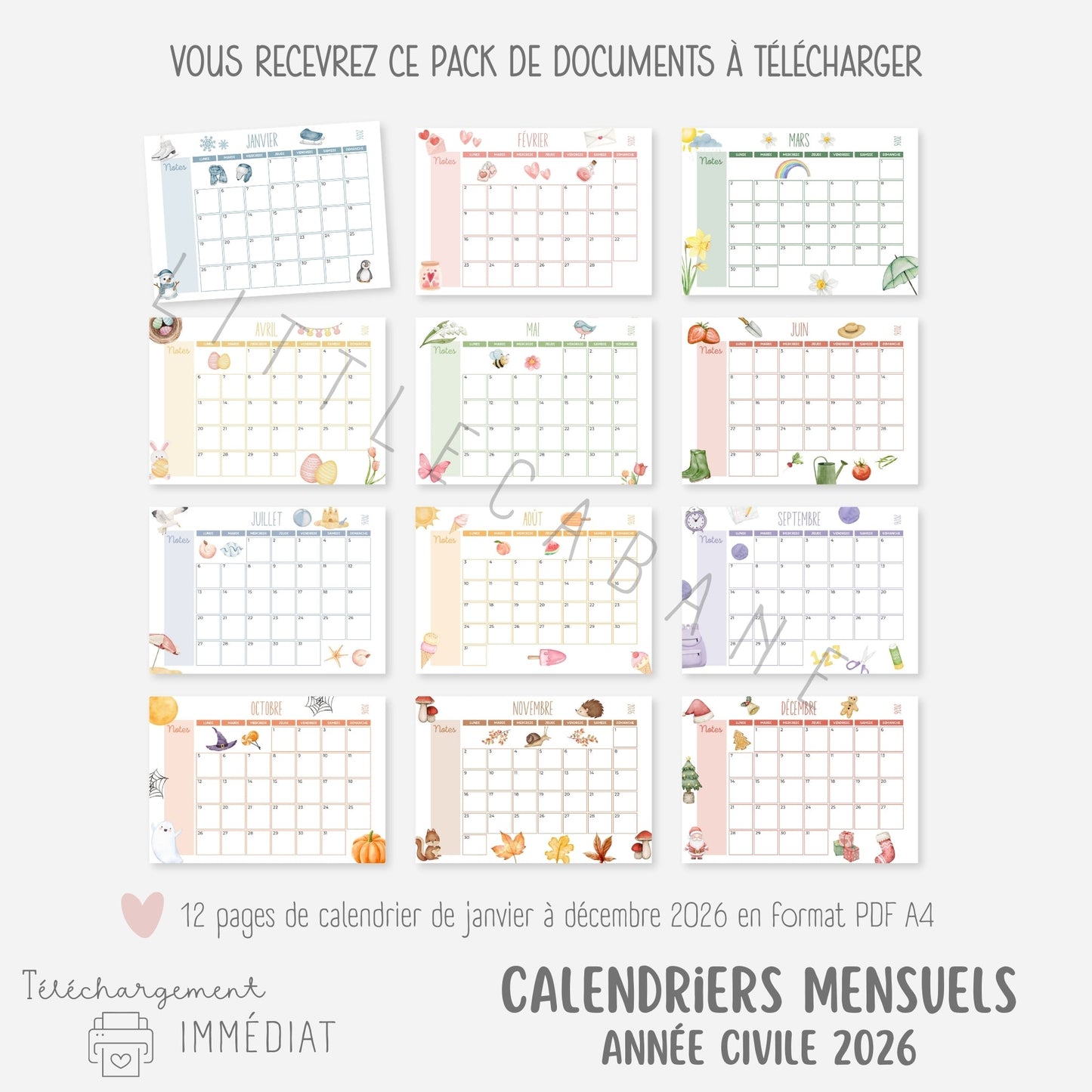 MEGA PACK Semainiers et Routines, Calendriers 2026, Se repérer dans le temps Little Cabane