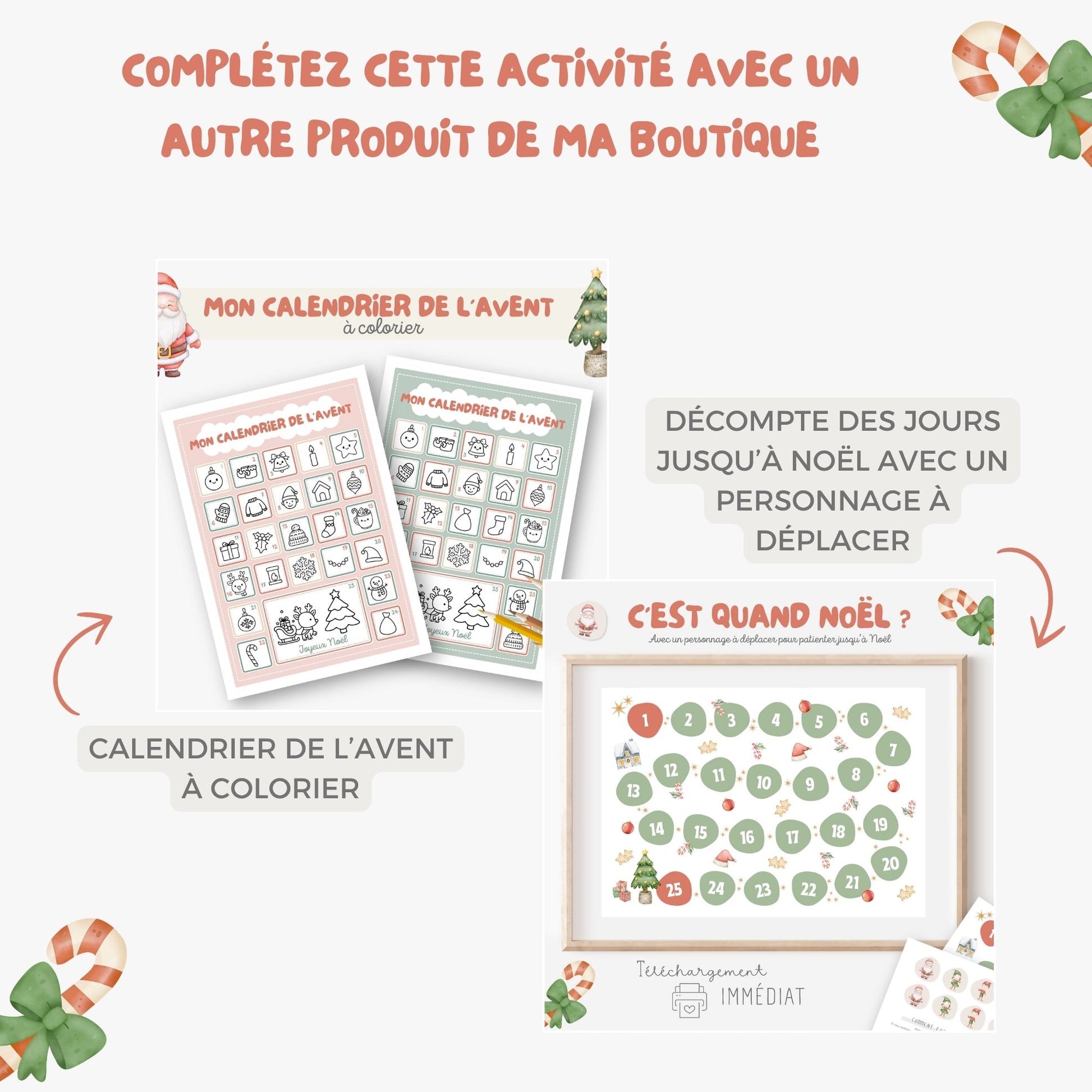 Calendrier de l'avent avec 54 cartes d'activités Little Cabane