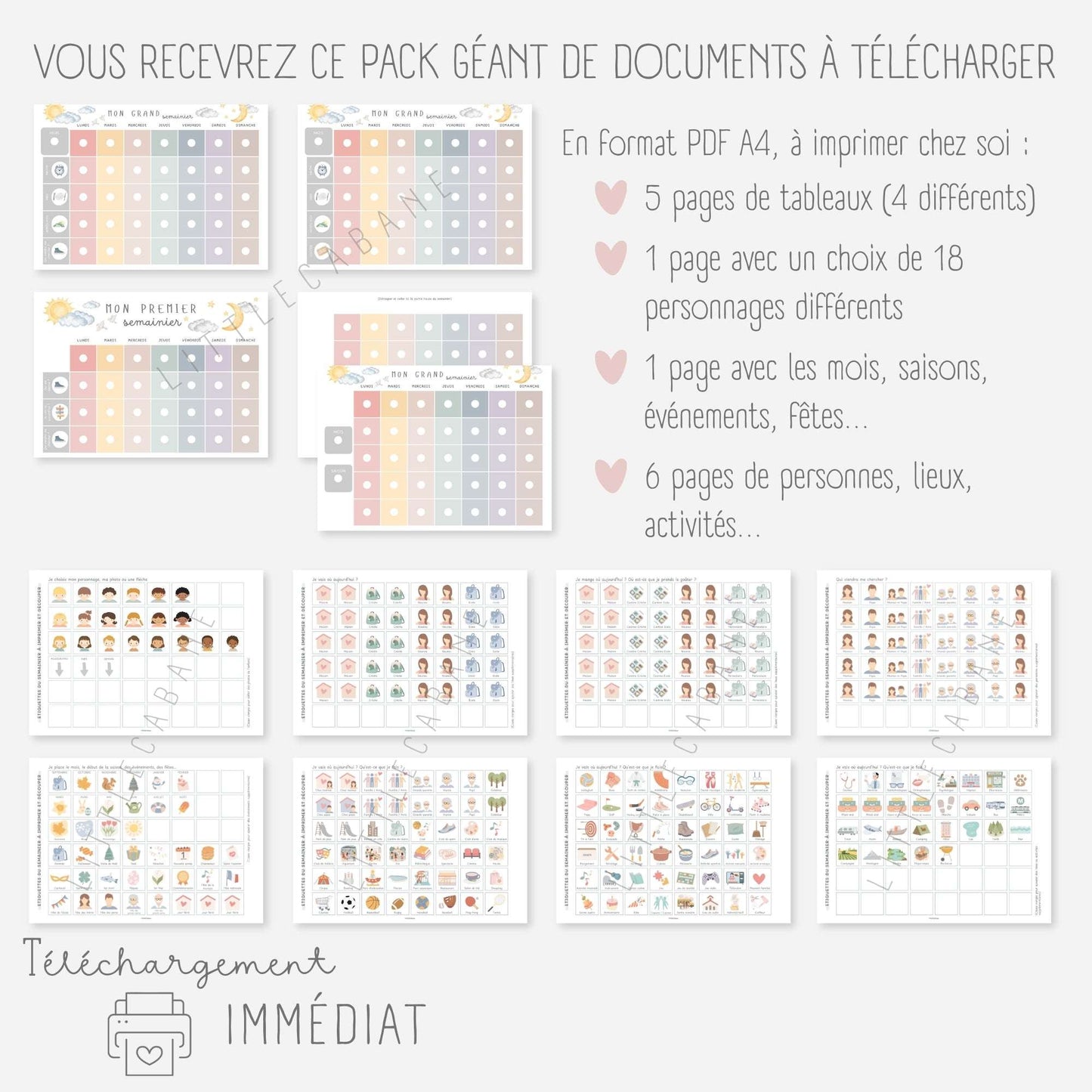 Mon grand semainier, 250 vignettes Little Cabane