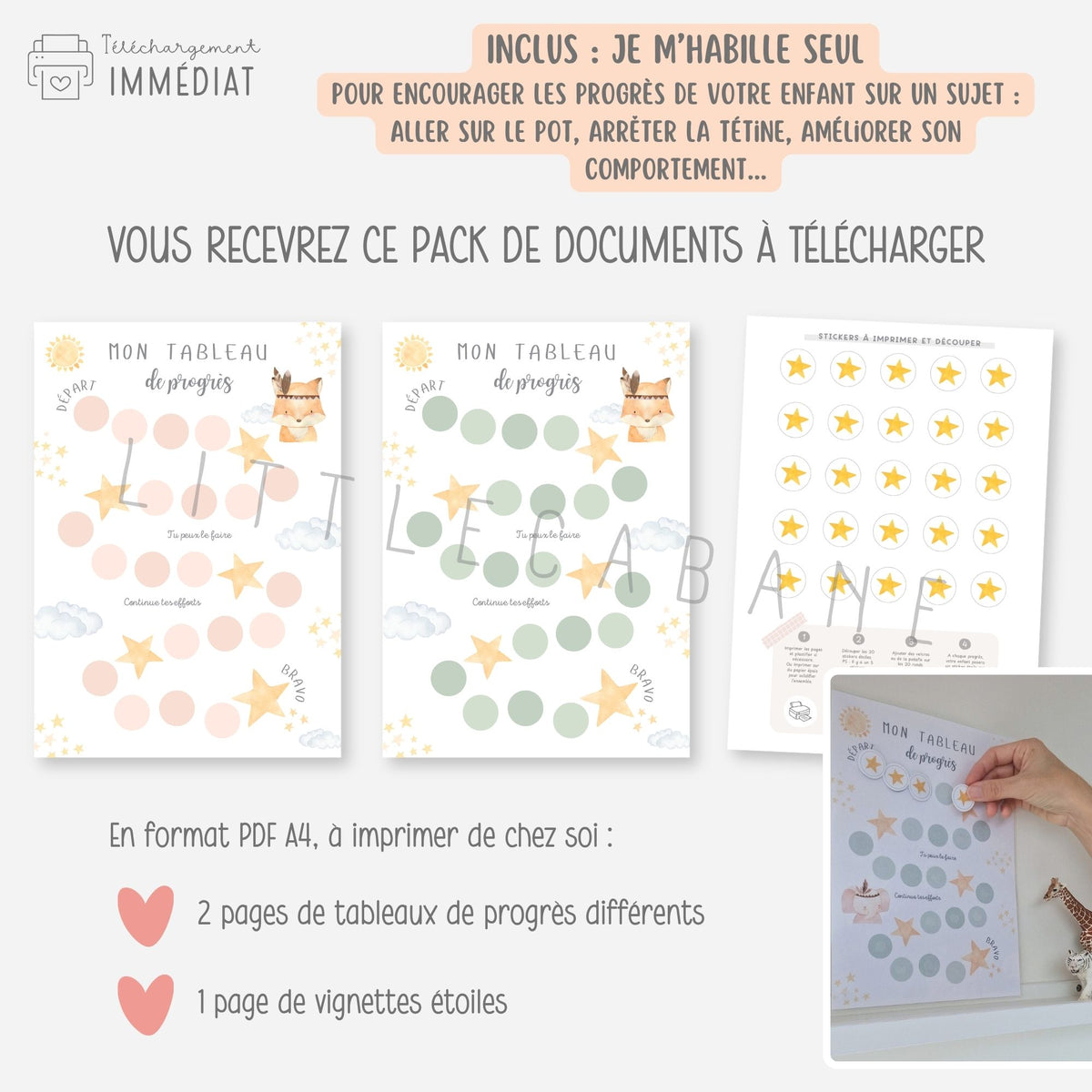 PACK Semainier enfant maternelle, Planning semaine, Routine, Frise du temps, Tableaux de progrès