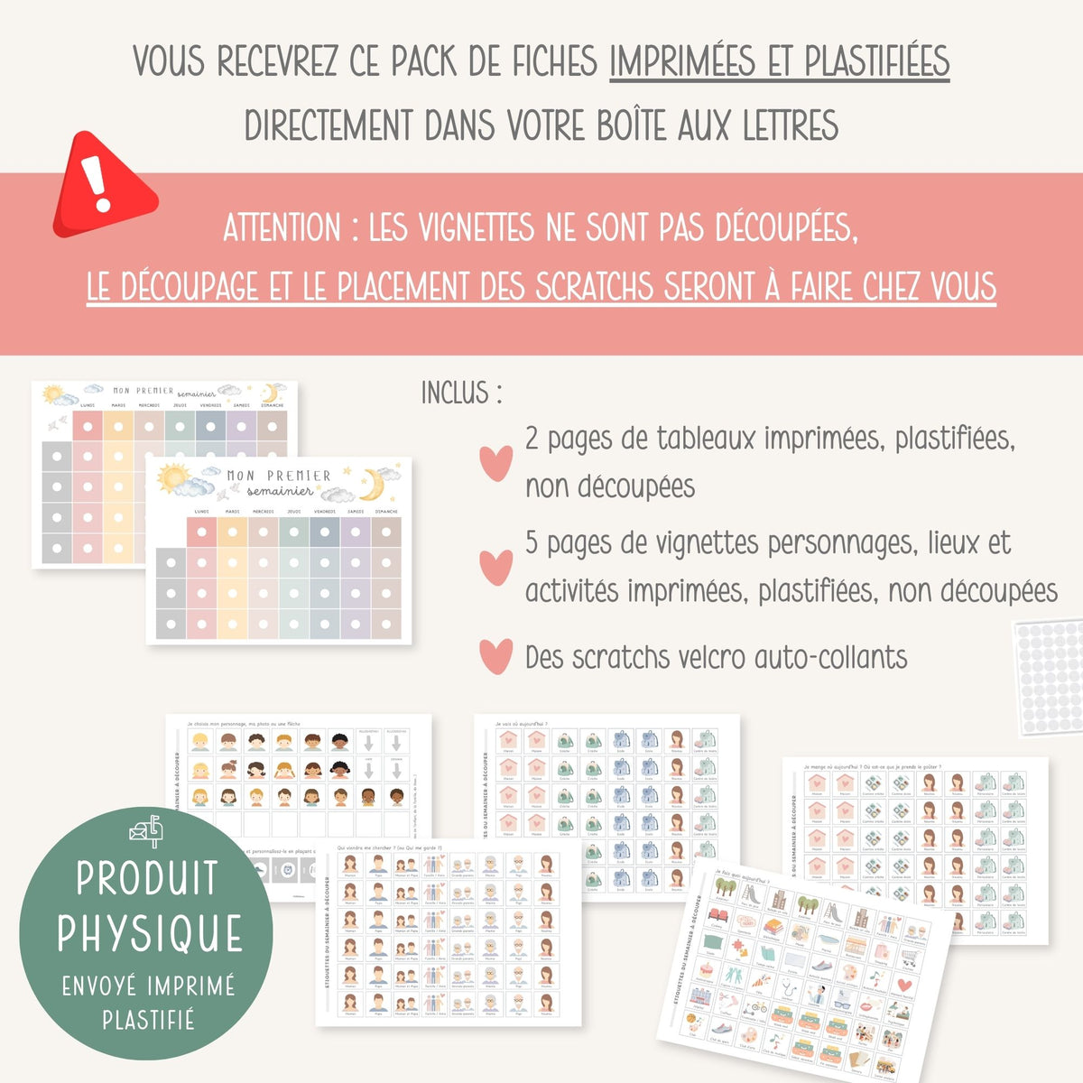 Semainier enfant imprimé et livré