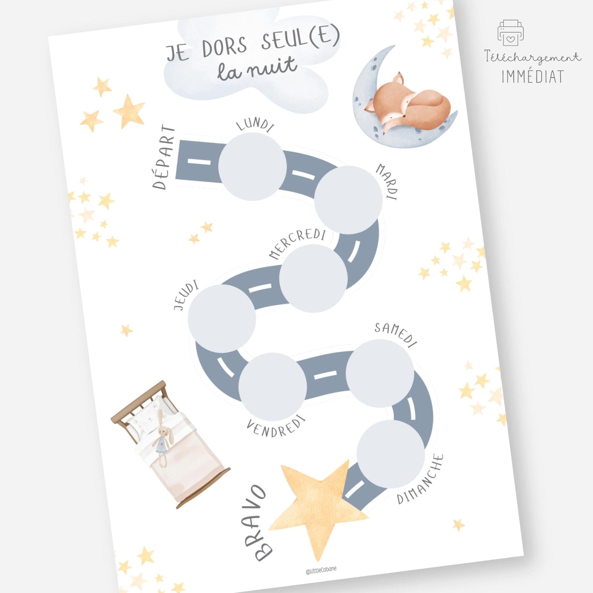 Affiche du sommeil en autonomie - Je dors seul la nuit Little Cabane