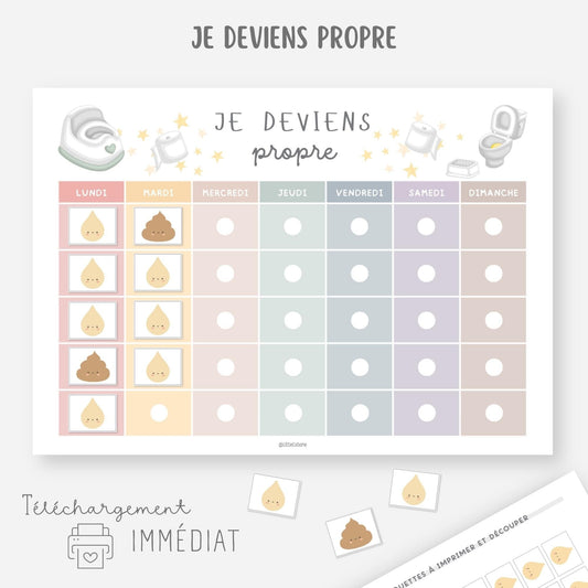 Tableau de propreté - Je vais sur le pot Little Cabane